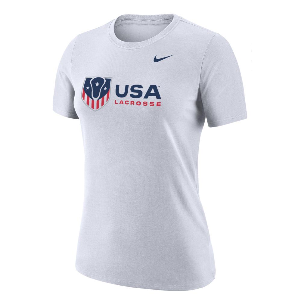 Blue Nike t-shirt with USA Lacrosse logo.