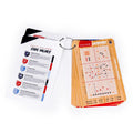 Flashcards with lacrosse strategies and core values on a ring.
