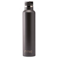 Black stainless steel water bottle with a flip-top lid.
