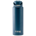 Blue RTIC water bottle with a closed lid.