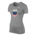 Gray USA Lacrosse Nike women's t-shirt with logo.