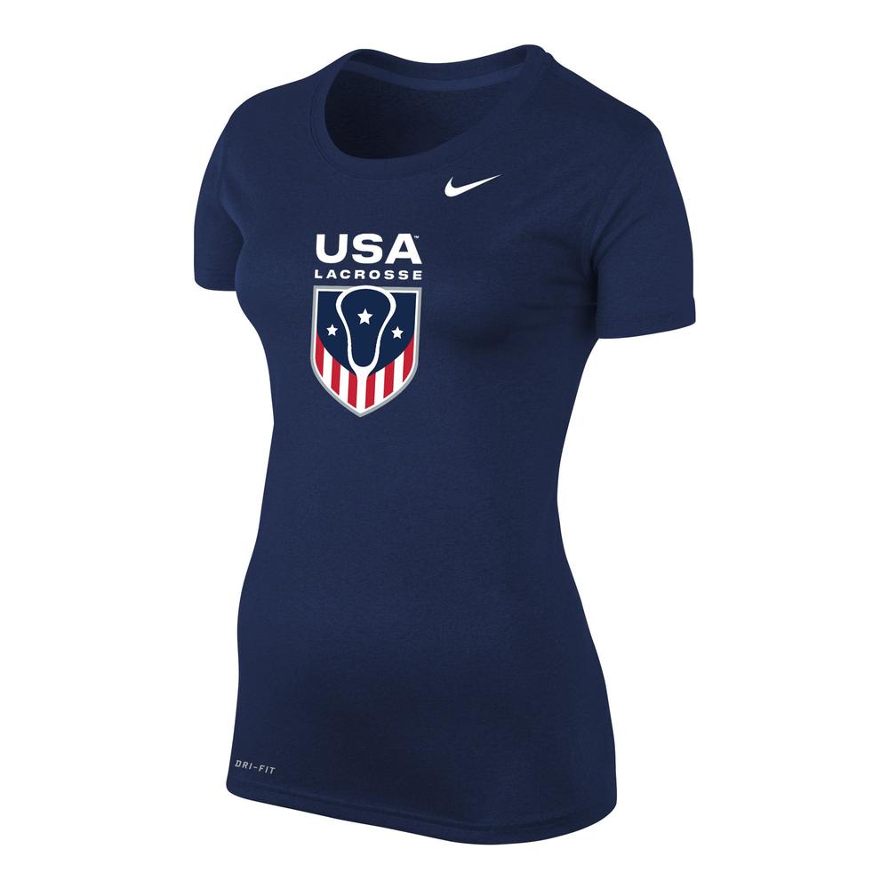 Navy USA Lacrosse t-shirt with logo and Nike swoosh.