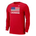 Red long-sleeve shirt with American flag and