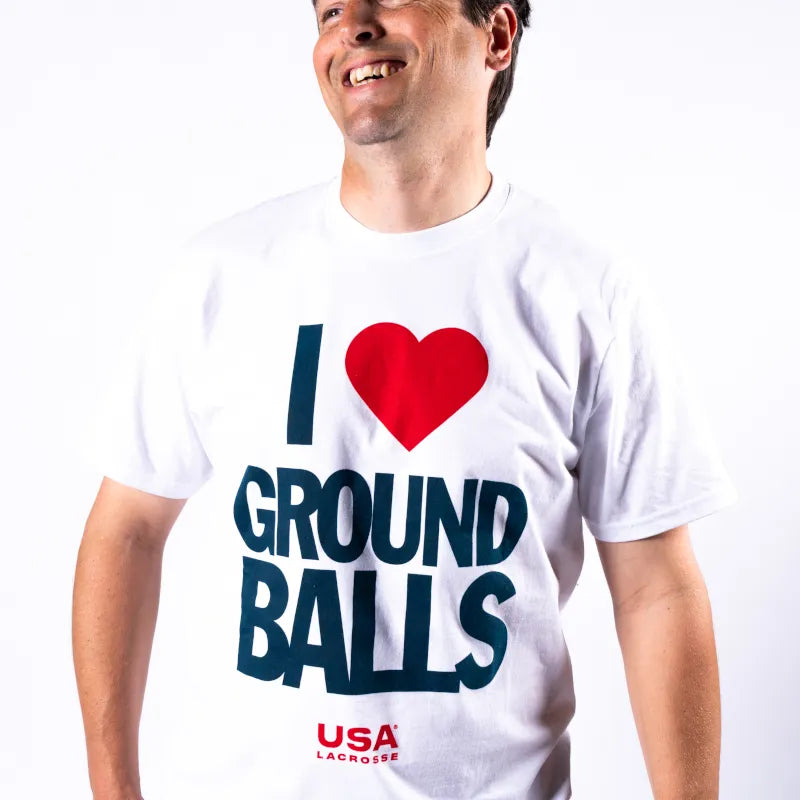 I Love Ground Balls Adult Tee | USA Lacrosse