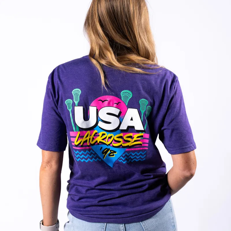 USA Lacrosse Purple Sunset Retro Tee
