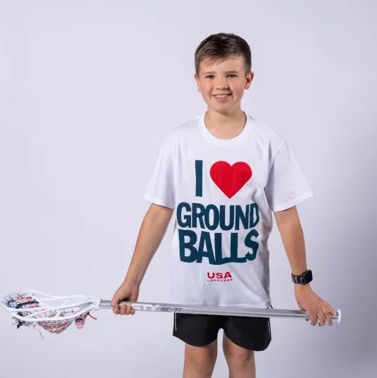 I Love Ground Balls Youth Tee | USA Lacrosse