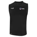 Black sleeveless sports jersey with USA Lacrosse and Capelli Sport logos.