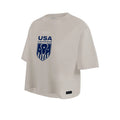 Beige T-shirt with USA Lacrosse logo on the front.