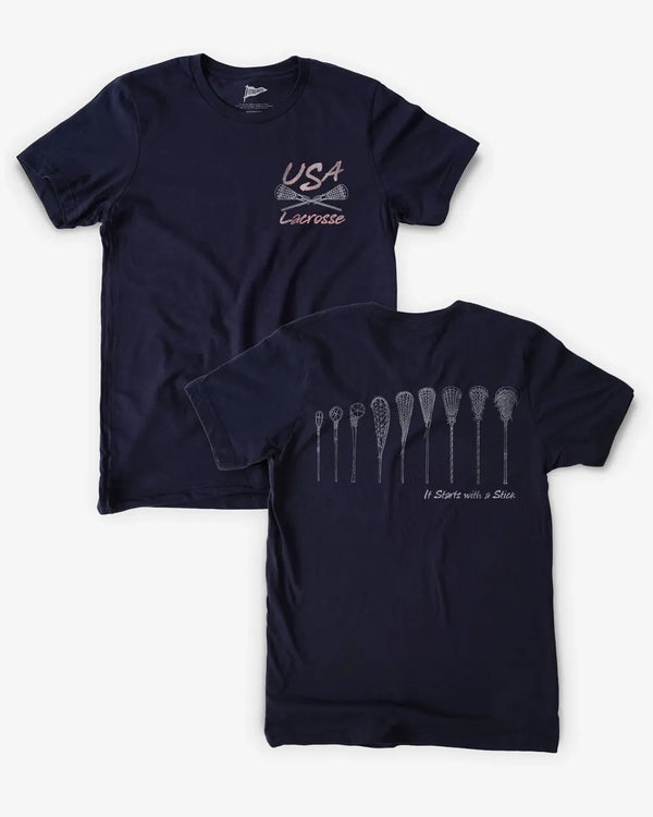 USA Lacrosse Vintage It Starts with a Stick Tee