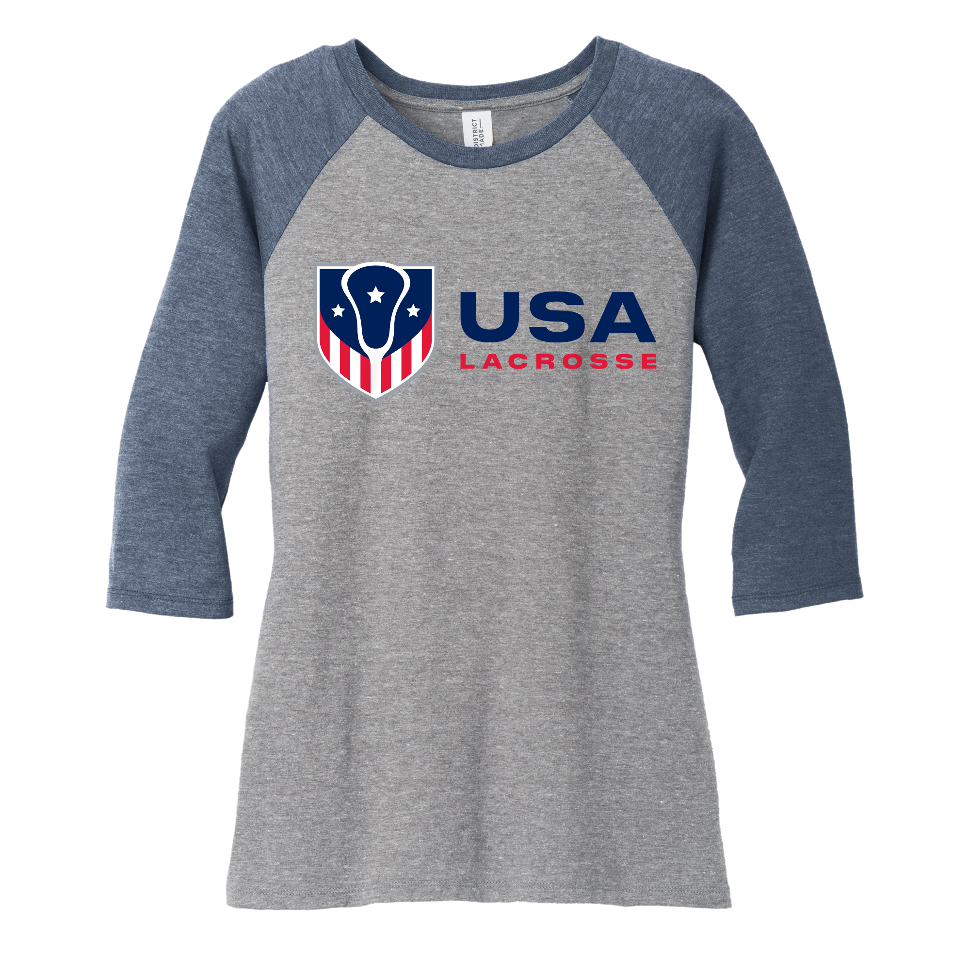 FINAL SALE - Women's USA Lacrosse Tri Blend 3/4 Sleeve