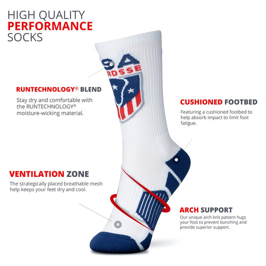 Youth & Adult USA Lacrosse Mid-Calf Socks